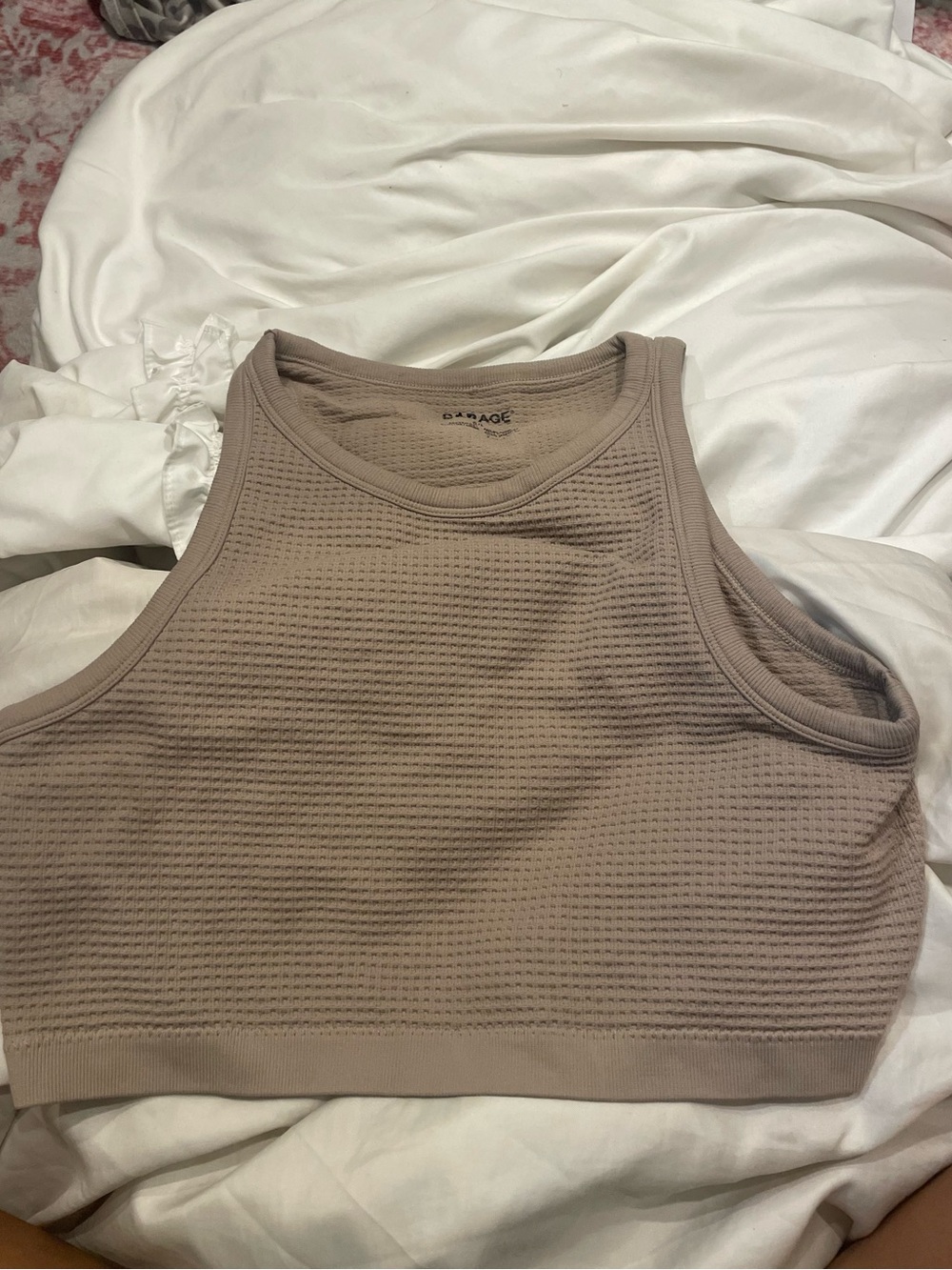 Garage Ribbed Crop Tank Top - Mauve Taupe
